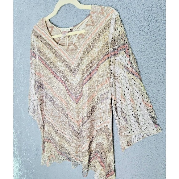 Brittany Black Women's 1X Tunic Top Lined Lacy Top Flared Long Sleeves Vintage - Picture 3 of 13
